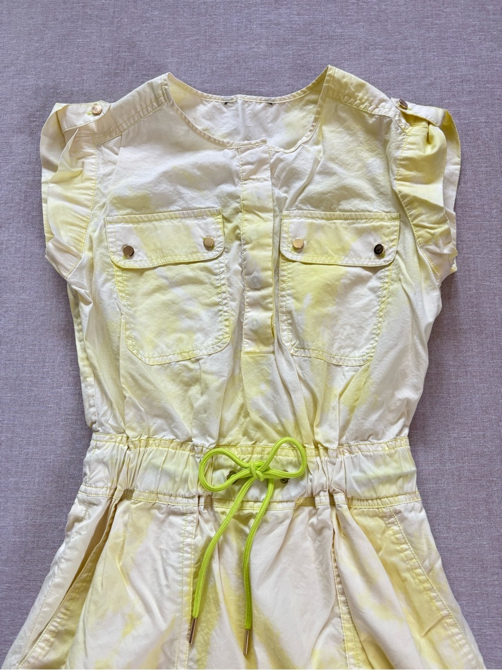 Yellow pastel tie dye festival utility dress Size 2 - Picture 2 of 11